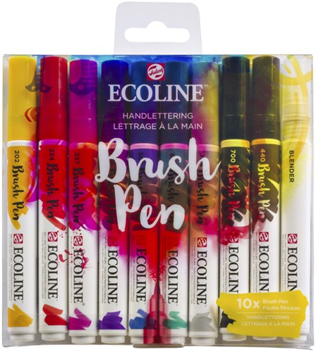Brushpen Talens Ecoline Handlettering blister à 10 stuks assorti
