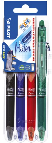 Rollerpen Pilot Frixion Set2Go Clicker 0.35mm set à 4 stuks basis ass