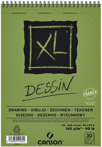 Tekenblok Canson XL dessin A5 30v 160gr spiraal