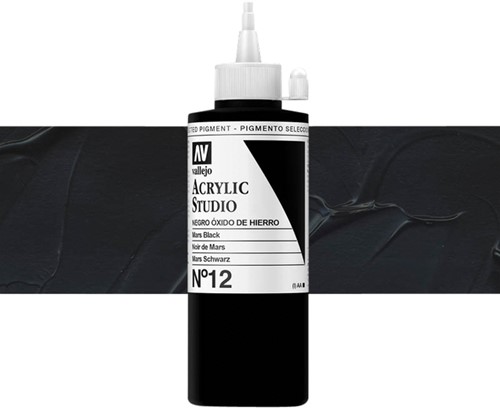 Acrylverf Acrylicos Vallejo Studio 200ml 12 mars zwart