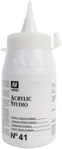 Acrylverf Acrylicos Vallejo 500ml nummer 41 Titaan wit Anatase +++ (de)