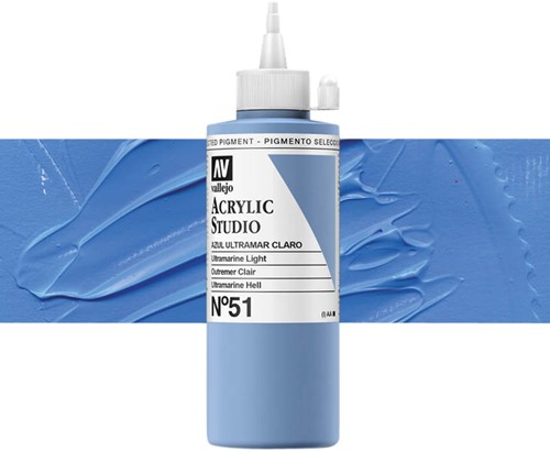 Acrylverf Acrylicos Vallejo Studio 200ml 51 licht ultramarijn