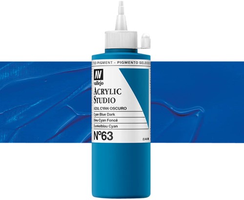 Acrylverf Acrylicos Vallejo Studio 200ml 63 donker cyaan