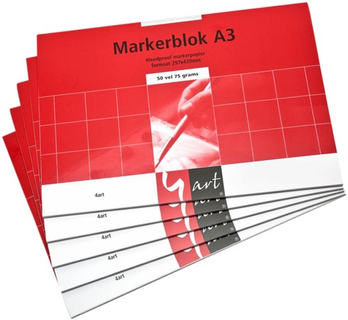 Markerblok 4art A3 50vel 75gr