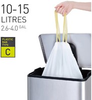 Afvalzak EKO MDPE type C met trekband 45x50cm 10-15L wit