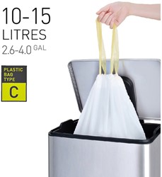 Afvalzak EKO MDPE type C met trekband 45x50cm 10-15L wit