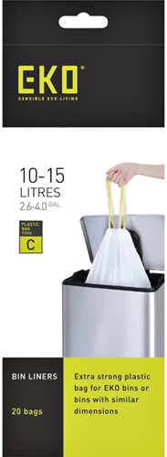 Afvalzak EKO MDPE type C met trekband 45x50cm 10-15L wit-2