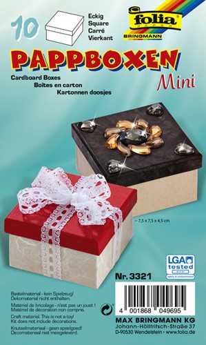 Doos karton Folia mini 7,5x7,5x4,5cm 10 stuks kraft