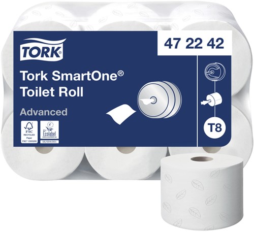Toiletpapier Tork SmartOne® T8 advanced 2 laags 1150 vel wit 472242