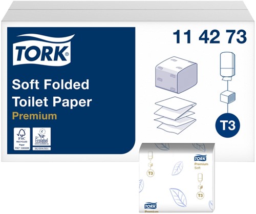 Toiletpapier Tork T3 zacht gevouwen premium 2-laags 252vel per bundel 114273