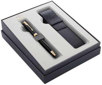 Cadeauset Parker balpen Sonnet Black Lacquer GT M met pennenetui