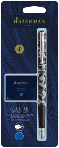 Vulpen Waterman Allure camouflage fijn + inktpatronen blauw