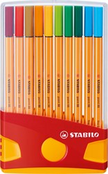 Fineliner STABILO point 88 ColorParade geel/rood etui à 20 kleuren