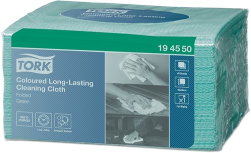 Reinigingsdoek Tork Long lasting W8 multifunctioneel groen 194550