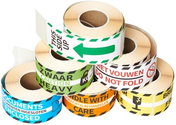Waarschuwingsetiket Rillprint 46x125mm handle with care oranje 250 stuks-2