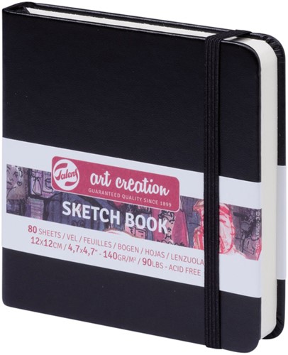 Schetsboek Talens Art Creation zwart 12x12cm 140gr 80vel