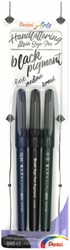Brushstift Pentel XSESP15 Pigment blister à 3 stuks zwart