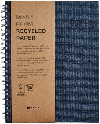 Agenda 2024 Brepols Ecotiming Kazar 7dag/2pagina's spiraal blauw