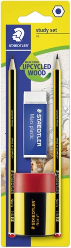 Potlood Staedtler Noris HB blister à 2 stuks met gum en slijper