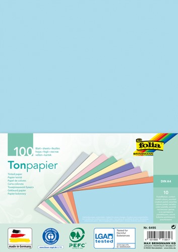 Knutselpapier Folia A4 100vel 10 pastelkleuren