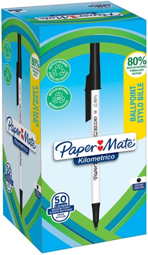 Balpen Paper Mate Kilometrico Recycled zwart medium
