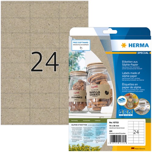 Etiket HERMA 10753 70x36mm silphie bruin 480stuks