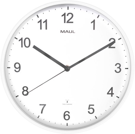 Wandklok MAUL Sprint RC Ø30x5cm kunststof wit/wit