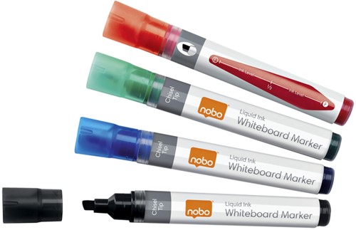 Viltstift Nobo whiteboard Liquid ink schuin assorti 4mm 10st