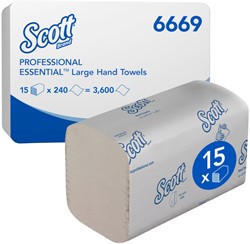 Handdoek Scott Essential i-vouw 1-laags 20x32cm wit 15x240st 6669