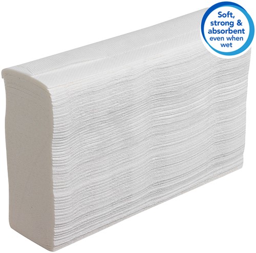 Handdoek Scott Slimfold m-vouw 1-laags 190x300mm 16x110 vel wit 5856-1