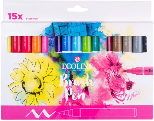 Brushpen Talens Ecoline set á 15 kleuren