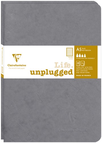 Schrift Clairefontaine A5 lijn 48 vel 90gr 2 stuks grijs