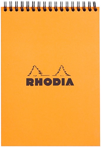 Schrijfblok Rhodia A5 lijn 80 vel 80gr spiraal oranje