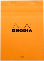 Schrijfblok Rhodia A5 lijn met kantlijn 80 vel 80gr oranje
