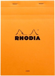 Schrijfblok Rhodia A5 lijn met kantlijn 80 vel 80gr oranje