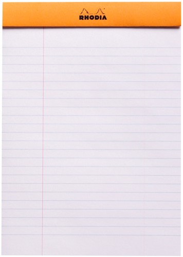 Schrijfblok Rhodia A5 lijn met kantlijn 80 vel 80gr oranje-2