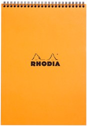 Schrijfblok Rhodia A4 lijn 80 vel 80gr spiraal oranje