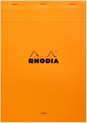 Schrijfblok Rhodia A4 lijn met kantlijn 80 vel 80gr oranje