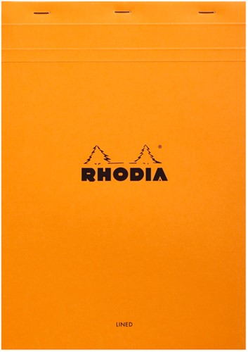 Schrijfblok Rhodia A4 lijn met kantlijn 80 vel 80gr oranje