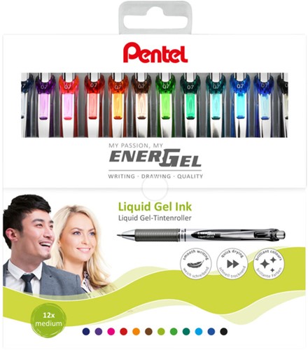 Gelschrijver Pentel Energel BL77 0.4mm etui à 12 kleuren