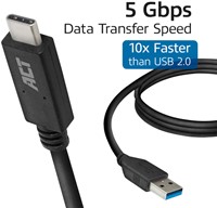 Kabel ACT USB A 3.2 naar USB-C 1 meter-2