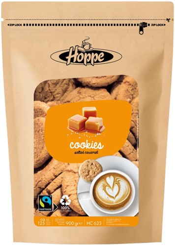 Koekjes Hoppe Cookies fairtrade caramel zeezout à circa 125st