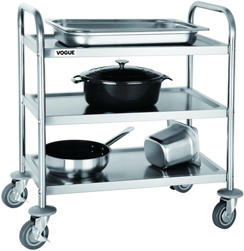 Serveerwagen Vogue met 3 plateaus 82.5x71 cm RVS-2