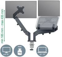 Monitor- en laptoparm Leitz Ergo ruimtebesparend dubbel donkergrijs-3
