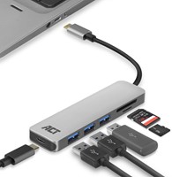 Hub ACT USB-C 3.0, 3x USB-A cardreader PD p-through-1