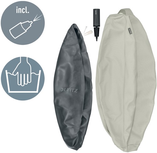 Actieve zitbal Leitz Ergo 65cm anti-rol lichtgrijs-1