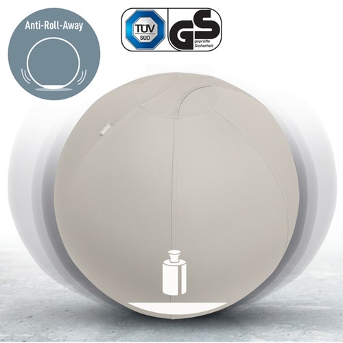 Actieve zitbal Leitz Ergo 65cm anti-rol lichtgrijs-2