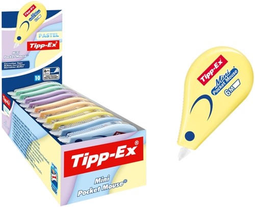 Correctietape Tipp-Ex mini pocket mouse 5mmx6m pastel assorti