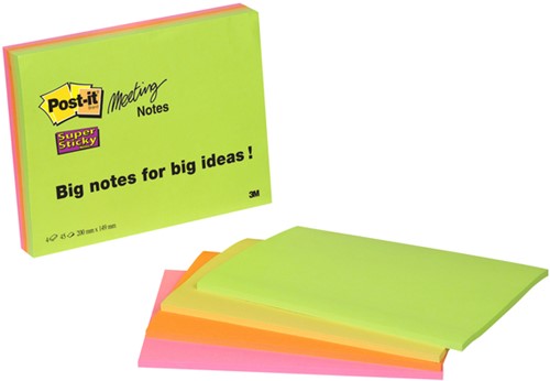 Memoblok 3M Post-it 6845 Super Sticky 203x152mm assorti