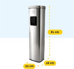 Afvalbak met asbak BRASQ 20 liter AT400 rvs